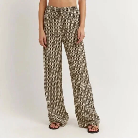 DISSH Marlow Beige Geo Drawstring pants sz 4 - Picture 1 of 4